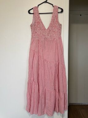 Lucky Brand Seersucker Smocked Striped Dress